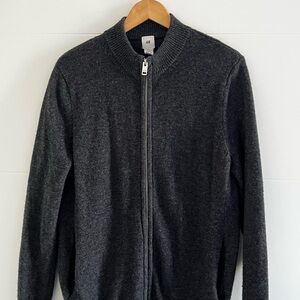 Premium Wool H&M Charcoal Gray Zip Up Sweater
